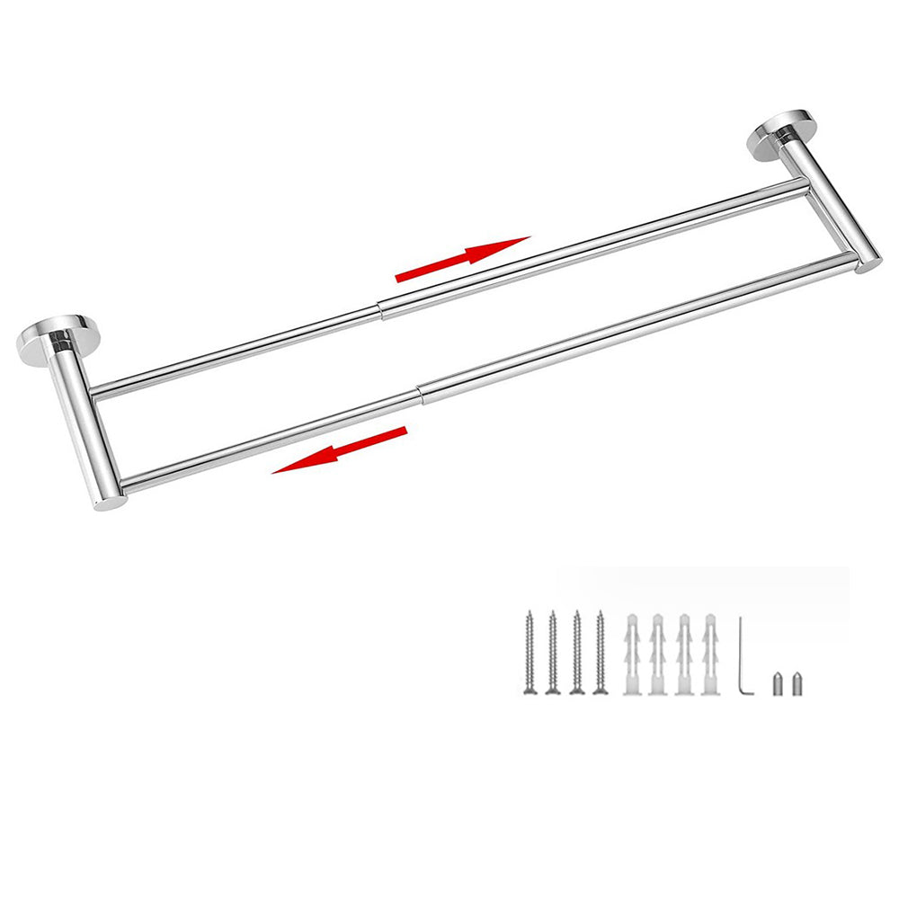 Adjustable Double Bath Towel Bar for Bathroom Stainless Steel Towel Holder