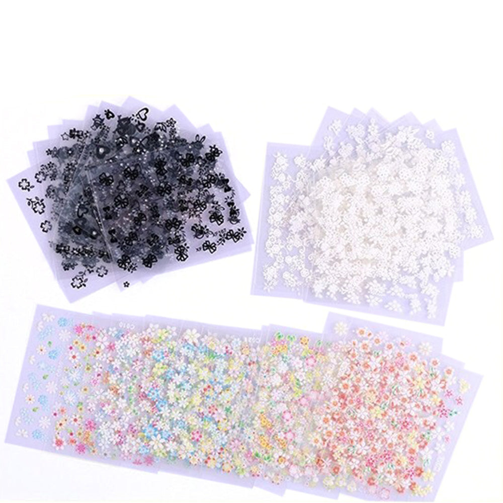 3D Floral Self Adhesive Nail Stickers for DIY Nail Art Decoration