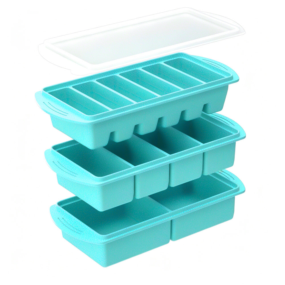 3 Pack Silicone Freezer Trays with Lids for Soup Sauce Meal Prep Storage