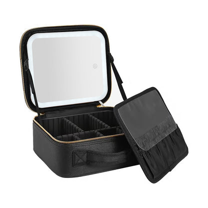 Portable Travel Makeup Case with LED Light and Mirror
