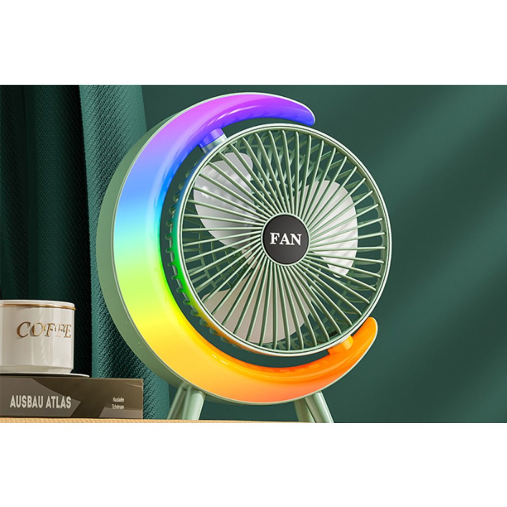 USB Desk Fan with 7Colorful Night Light  Air Circulator Fan