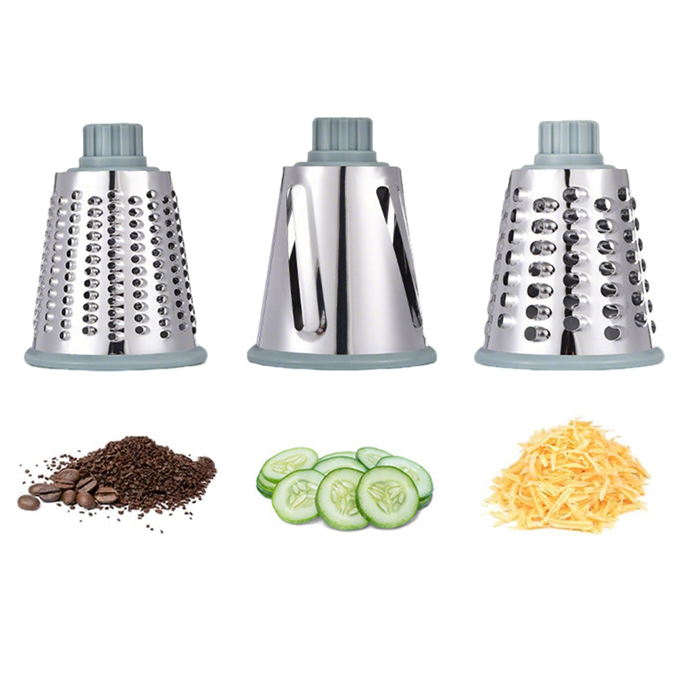Rotary Vegetable Chopper 3-Blade Cylinder Hand-Cranked Slicer Shredder Grater