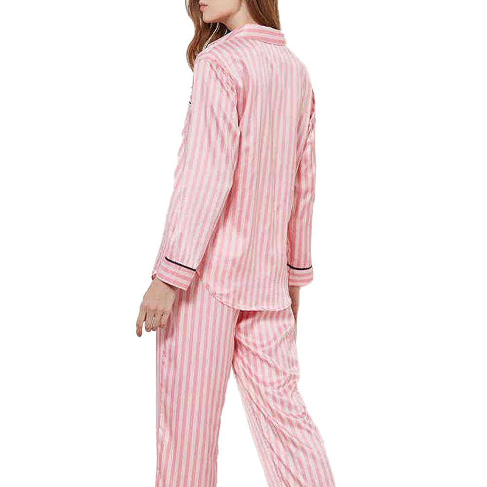 Print Satin Pyjamas Set-Stripes
