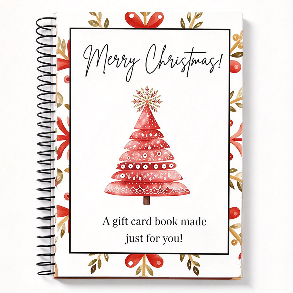 Christmas Gift Card Book 38 Pages Spiral Bound Holder Holiday Keepsake