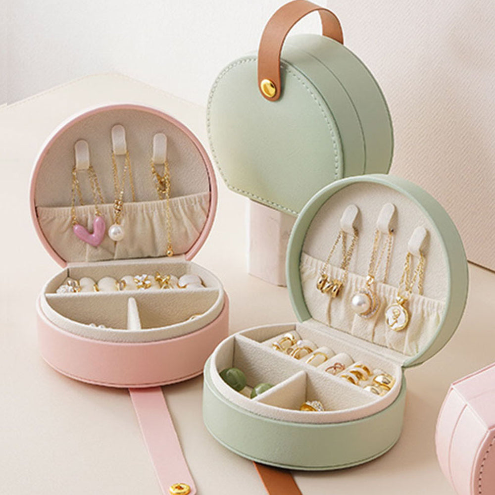PU Leather Mini Travel Jewelry Storage Box for Earring Necklace
