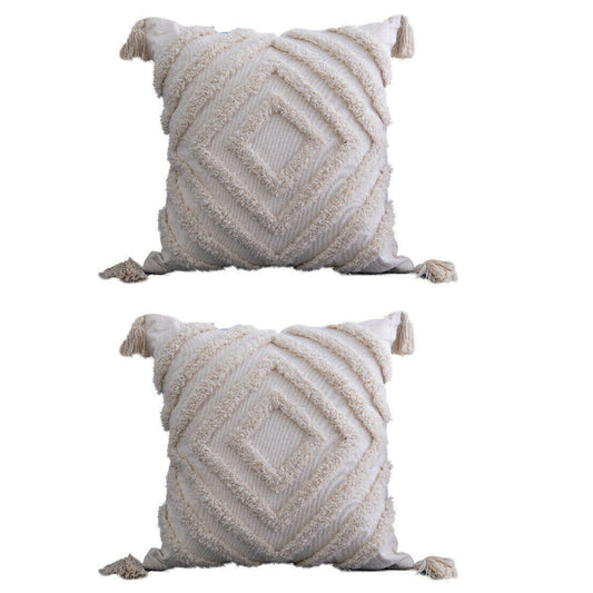 2Pcs Tufted Woven Boho Tassels Pillowcase-Style 3