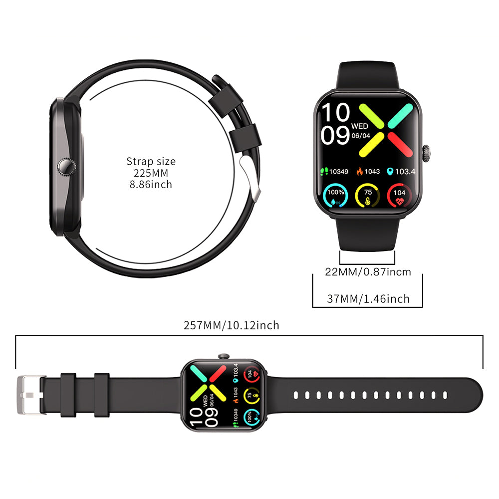 Water-Resistant Bluetooth Smart Watch for Android iOS with Silicone Watch Strap