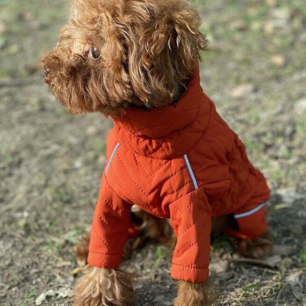 Dog Coat 4 Legs Covered Windproof Waterproof Dog Winter Jacket-Orange