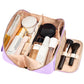 Large Capacity PU Leather Water-Resistant Checkered Cosmetic Bag Travel Makeup Bag