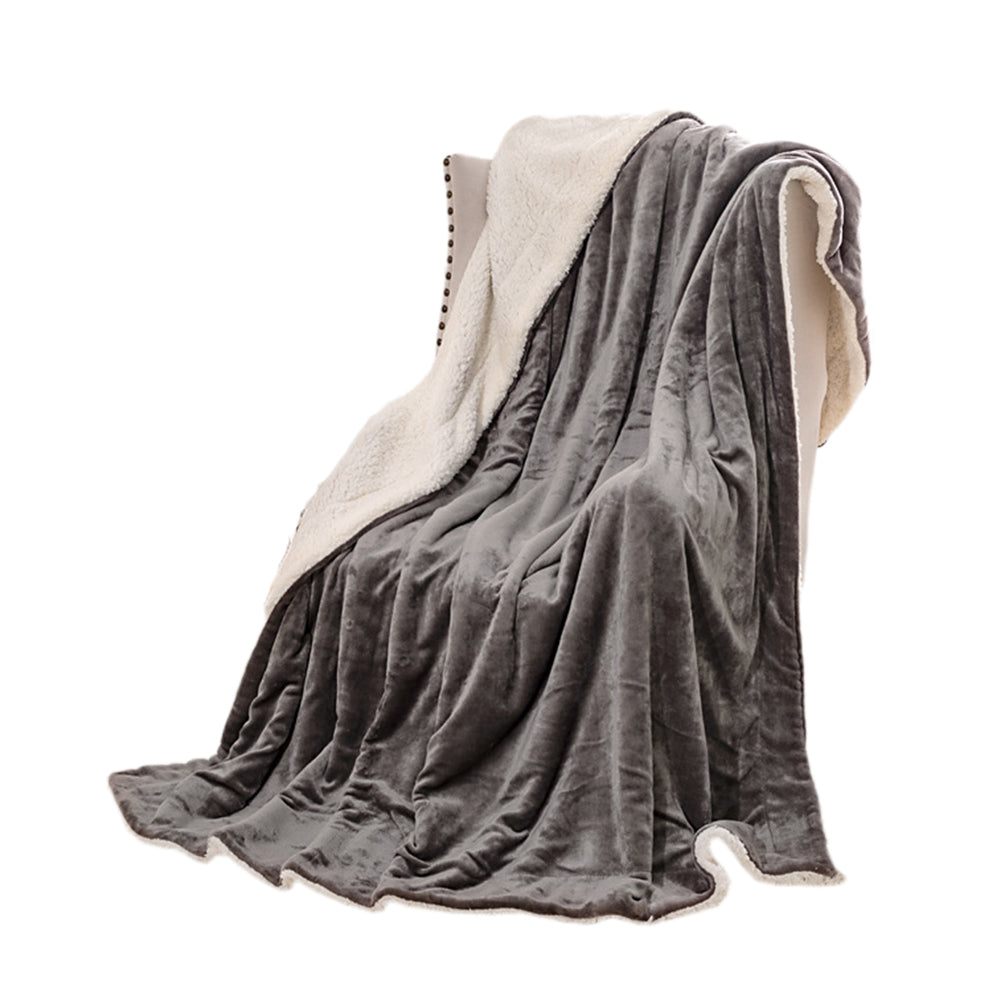 Reversible Plush Faux Mink Sherpa Lambswool Blanket