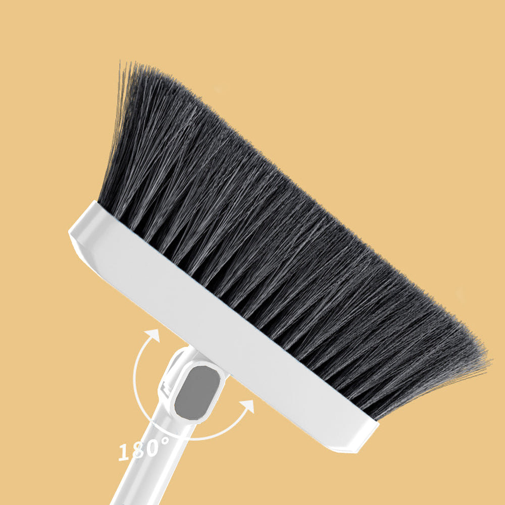3Pcs Set of Plastic Broom with Foldable Standing Dustpan and Scraper Broom