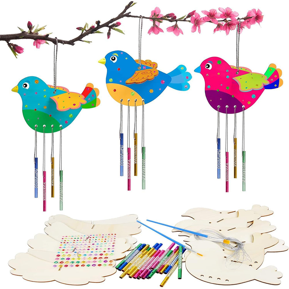 3D Rotating Birds Wind Chime Kit for Kids Make Your Own Wind Chime Wooden Arts