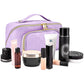 Large Capacity PU Leather Water-Resistant Checkered Cosmetic Bag Travel Makeup Bag