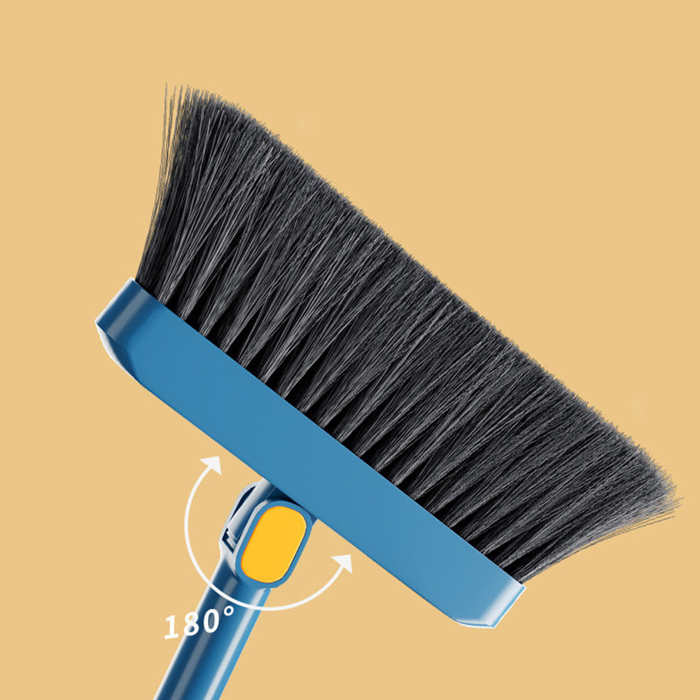 3Pcs Set of Plastic Broom with Foldable Standing Dustpan and Scraper Broom