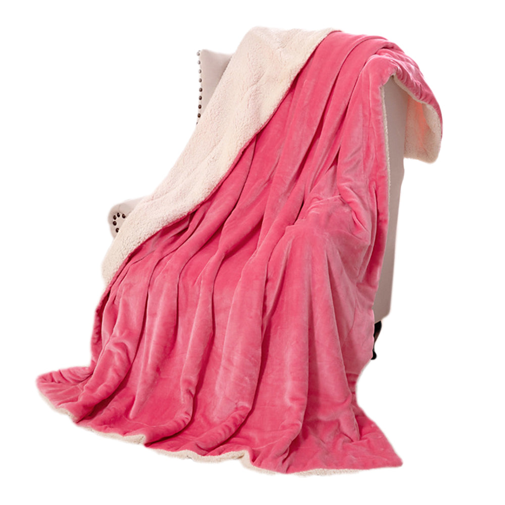 Reversible Plush Faux Mink Sherpa Lambswool Blanket