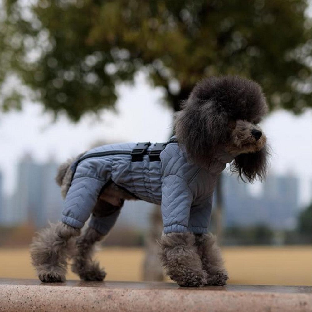 Dog Coat 4 Legs Covered Windproof Waterproof Dog Winter Jacket-Grey