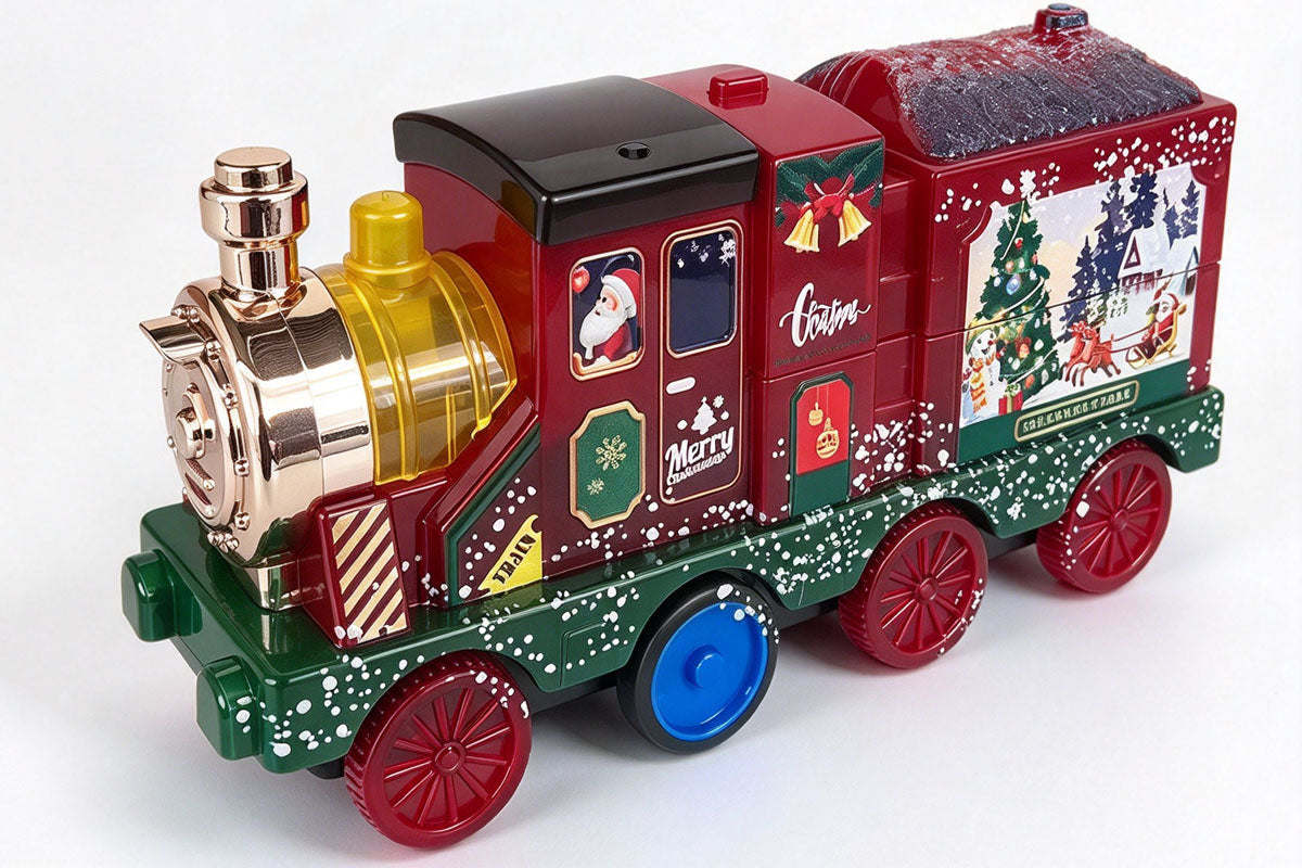 Christmas Train Racing Toy with 6 Launching Cars and Track