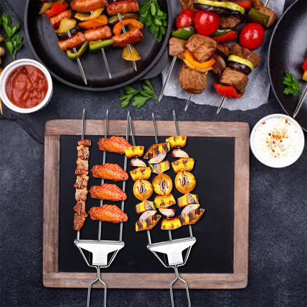 4Pcs 3-Way Stainless Steel Grilling Sticks for BBQ Kebab