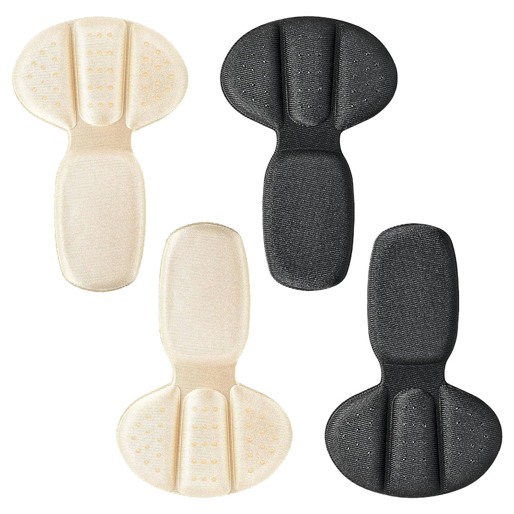 2 Pairs Mesh Adhesive Heel Grips Inserts Heel Cushion Pads-Black and Nude