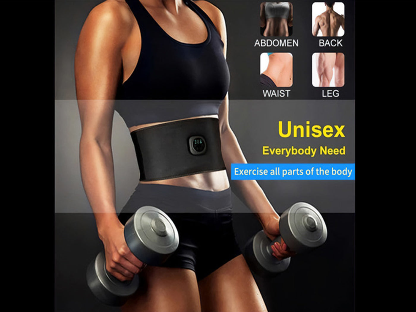 Rechargeable ABS Electric Muscle Stimulator Belt for Training and Pain Relief