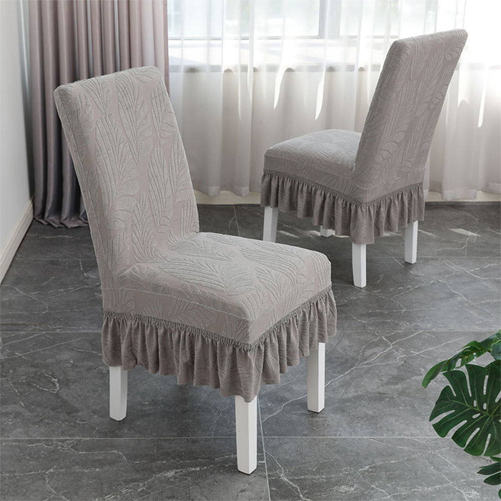 2Pcs Stretch Dining Chair Covers with Ruffled Skirt Stain and Wrinkle Resistant Fabric