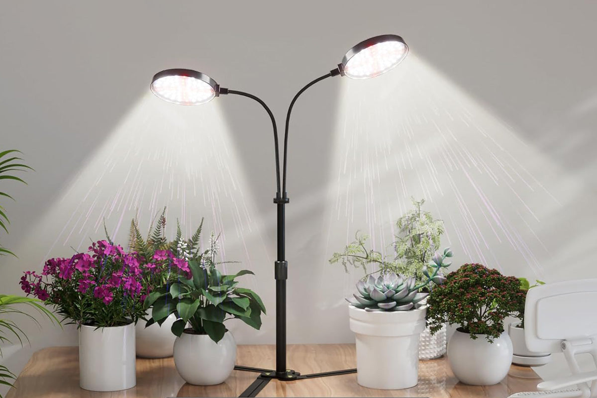 LED Grow Light Dual Head Full Spectrum Adjustable Plant Lamp for Indoor Plants