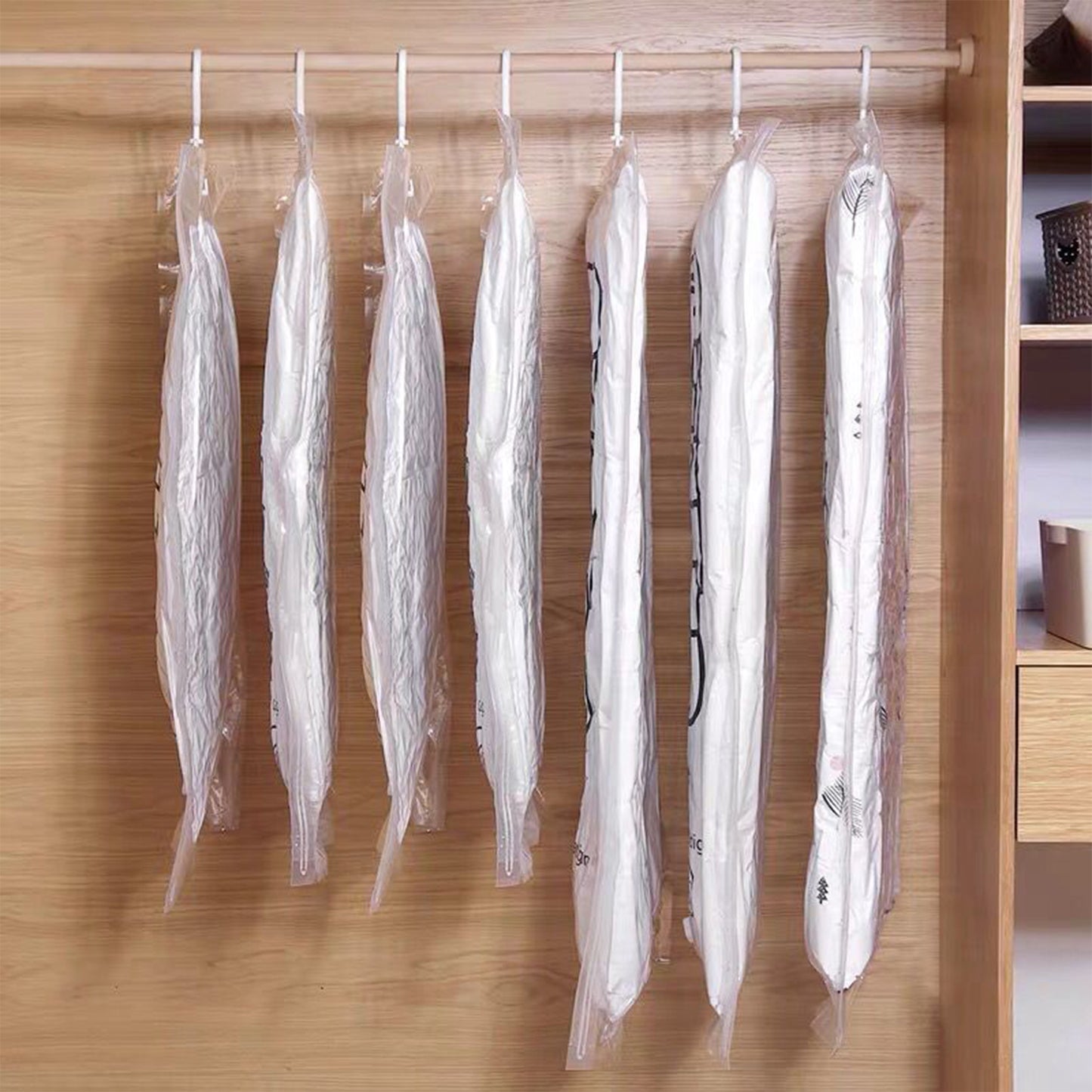4Pcs Set Hanging Vacuum Bags Clothes Storage Cover