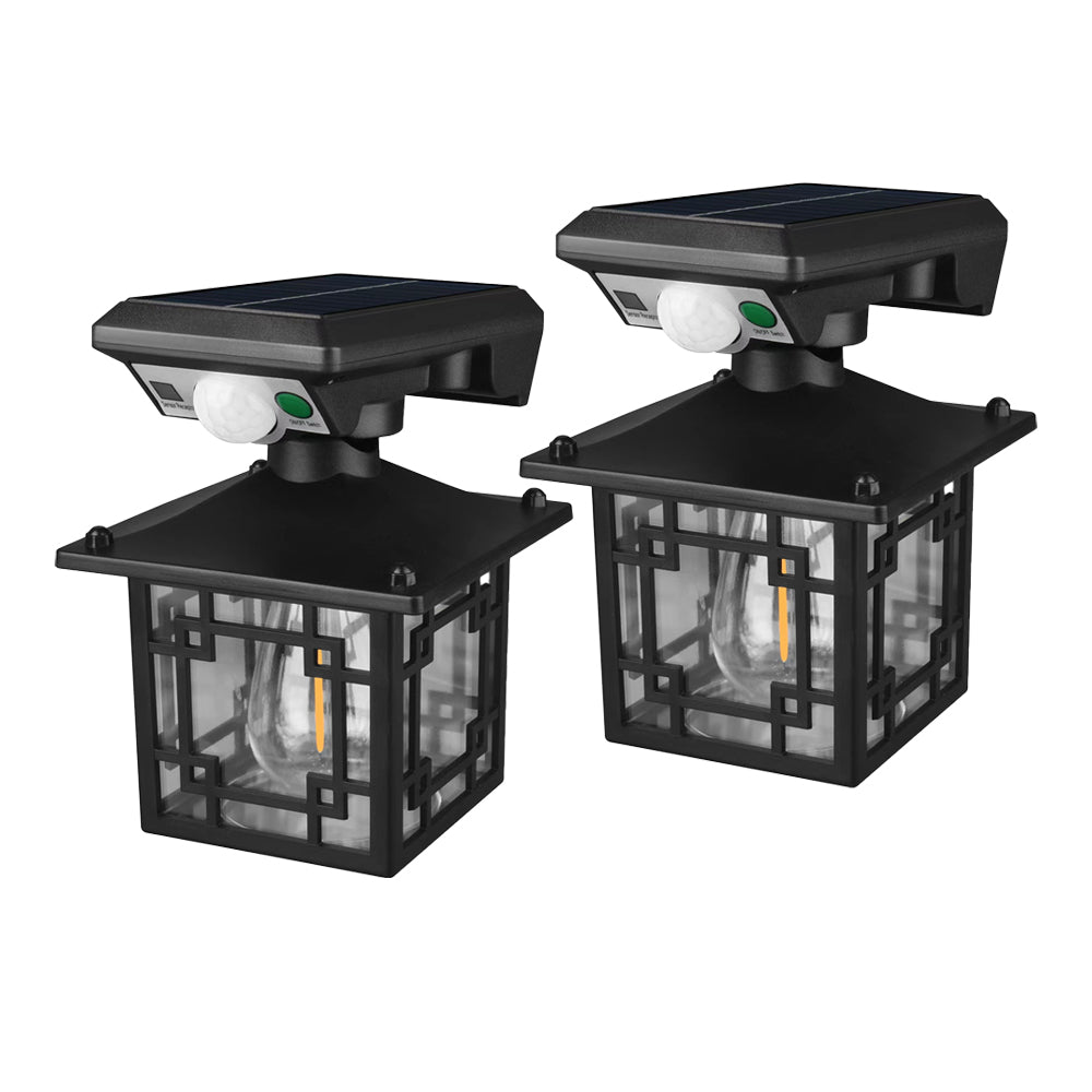 2Pcs LED Motion Sensor Solar Outdoor Wall Light with 3 Modes