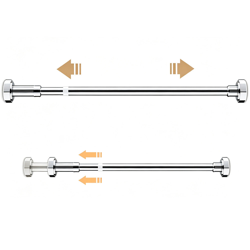 Adjustable Tension Rod Extendable Curtain Shower Closet Pole No Drill Telescopic-Silver