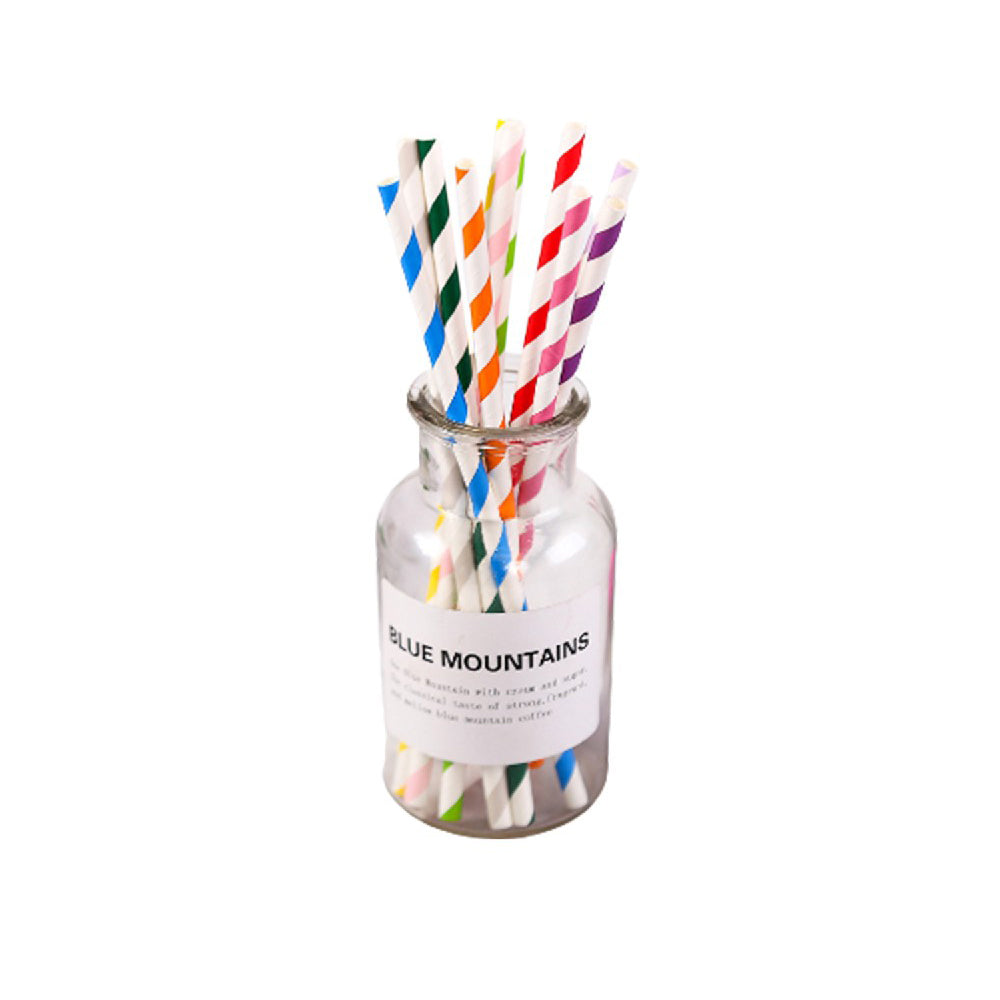 200 Pcs Paper Straws Biodegradable Disposable Drinking Straws Multi Colored