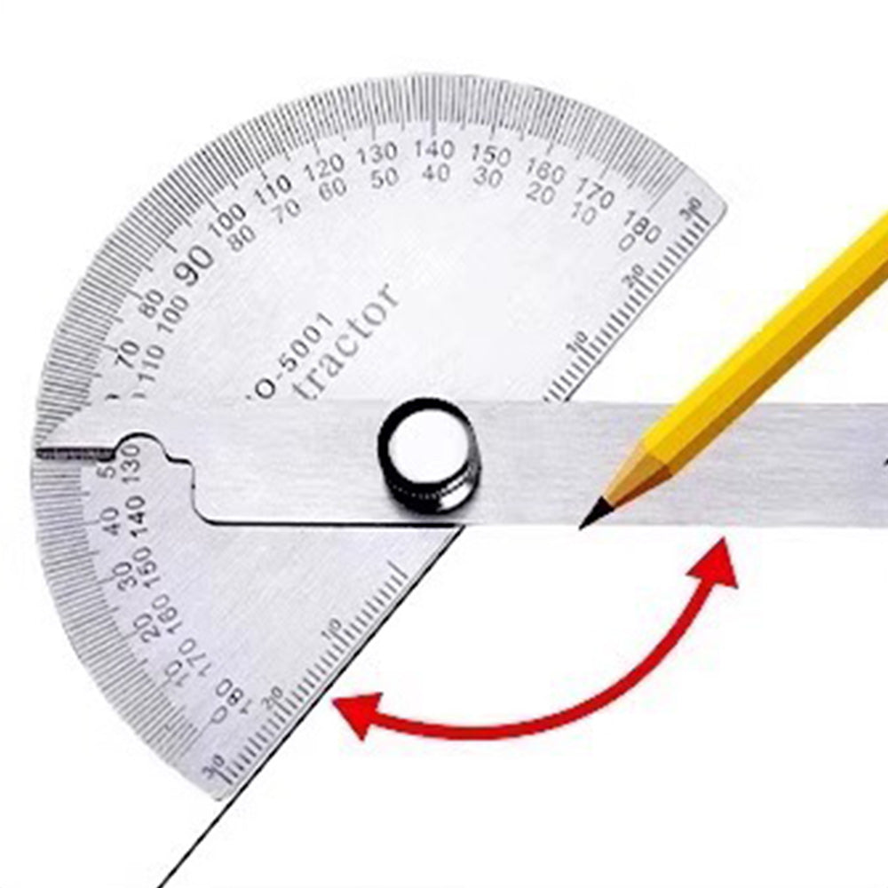 Stainless Steel Angle Protractor 0-180 Degree Gauge for Woodworking DIY Measuring Tool