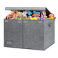 Foldable Large Toy Box Chest with Lid Linen Grey Toy Storage Organizer