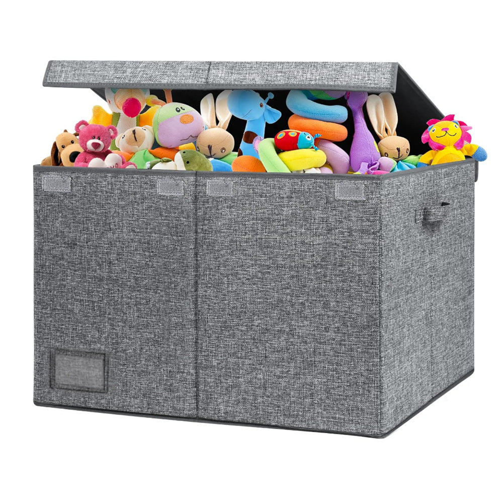 Foldable Large Toy Box Chest with Lid Linen Grey Toy Storage Organizer