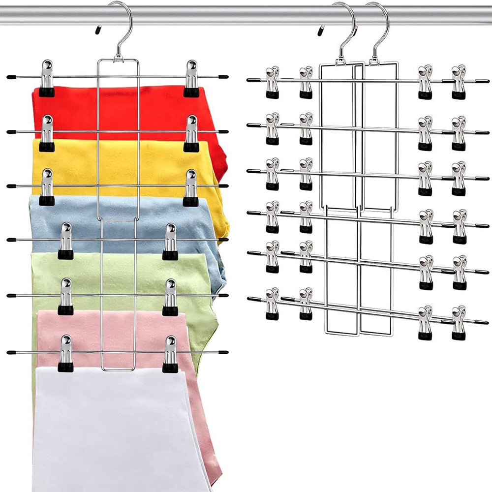 Space Saving Hanging Pants Organizer with 12 Clips and 360 Degrees Swivel Hook