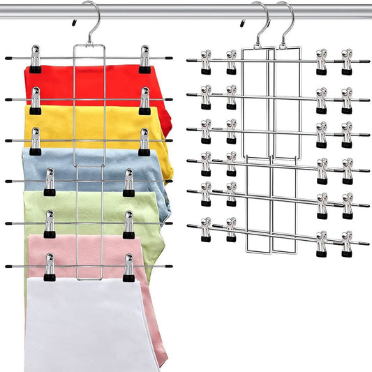 Space Saving Hanging Pants Organizer with 12 Clips and 360 Degrees Swivel Hook