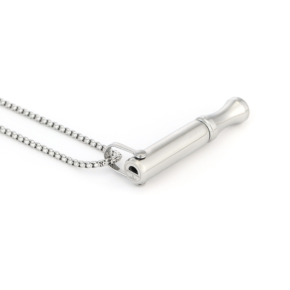 Breathlace Necklace Stainless Steel Quit Smoking Anti-Vaping Breathing Pendant Necklace