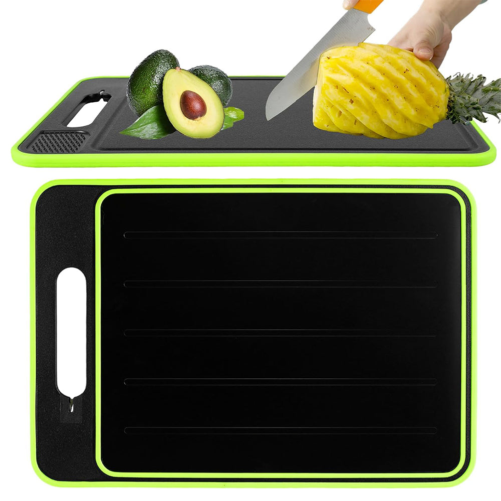 4-in-1 Double Sided Thawing Tray and Cutting Board with Aluminum Sharpener