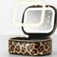 PU Leather Makeup Case Lighted Mirror LED Travel Cosmetic Organizer