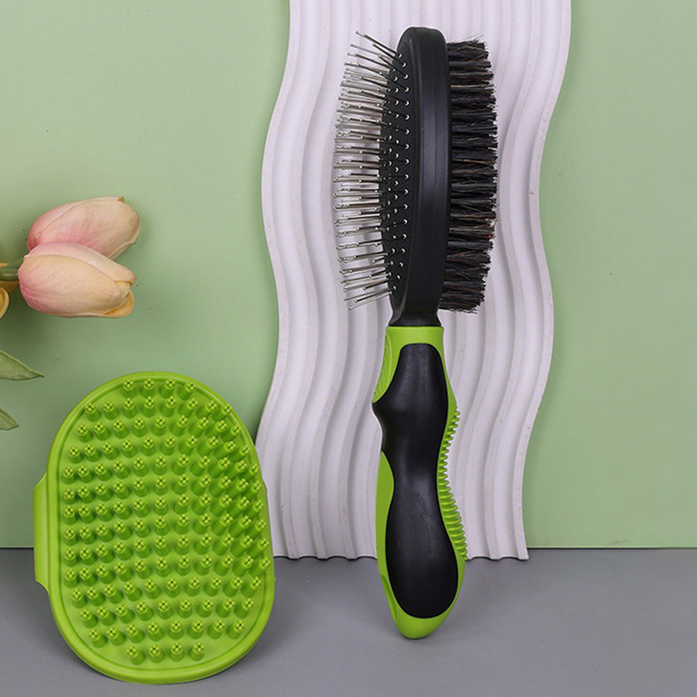 2PCS Pet Grooming Tools Pet Bath Brush Deshedding Dog Brush Suitable For Dogs Cats and Horses