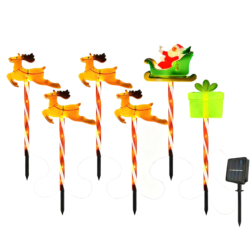 6 Pack Solar Christmas Stake Lights Lawn Decoration