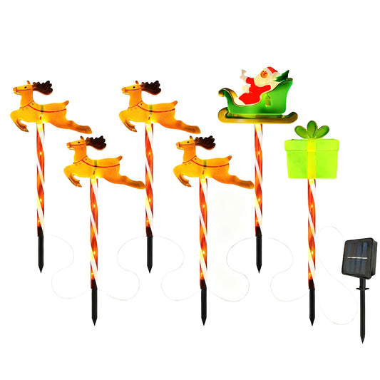 6 Pack Solar Christmas Stake Lights Lawn Decoration