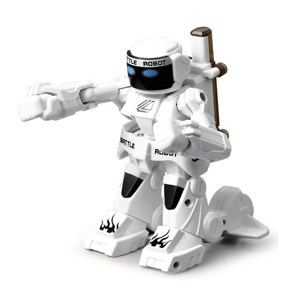 2Pcs 2.4G RC Battle Robots with Sound Effects and LED Lights-Black and White