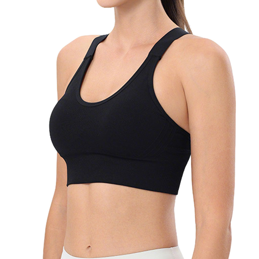 Women Adjustable Sports Bra Wide Strap Design for Running and Gym Fitness-Black