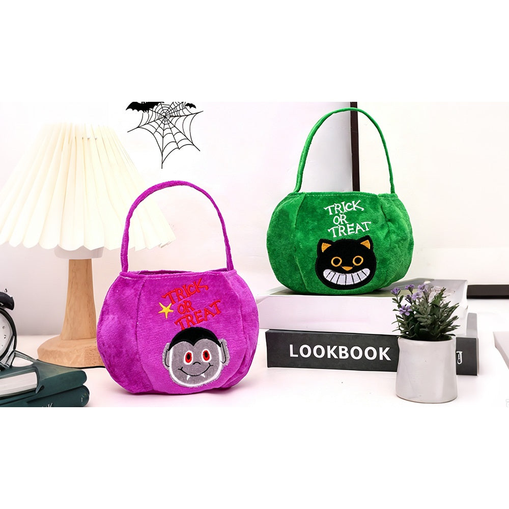 5 PCS Plush Cartoon Pumpkin Bags for Halloween Candy Toys and Gifts