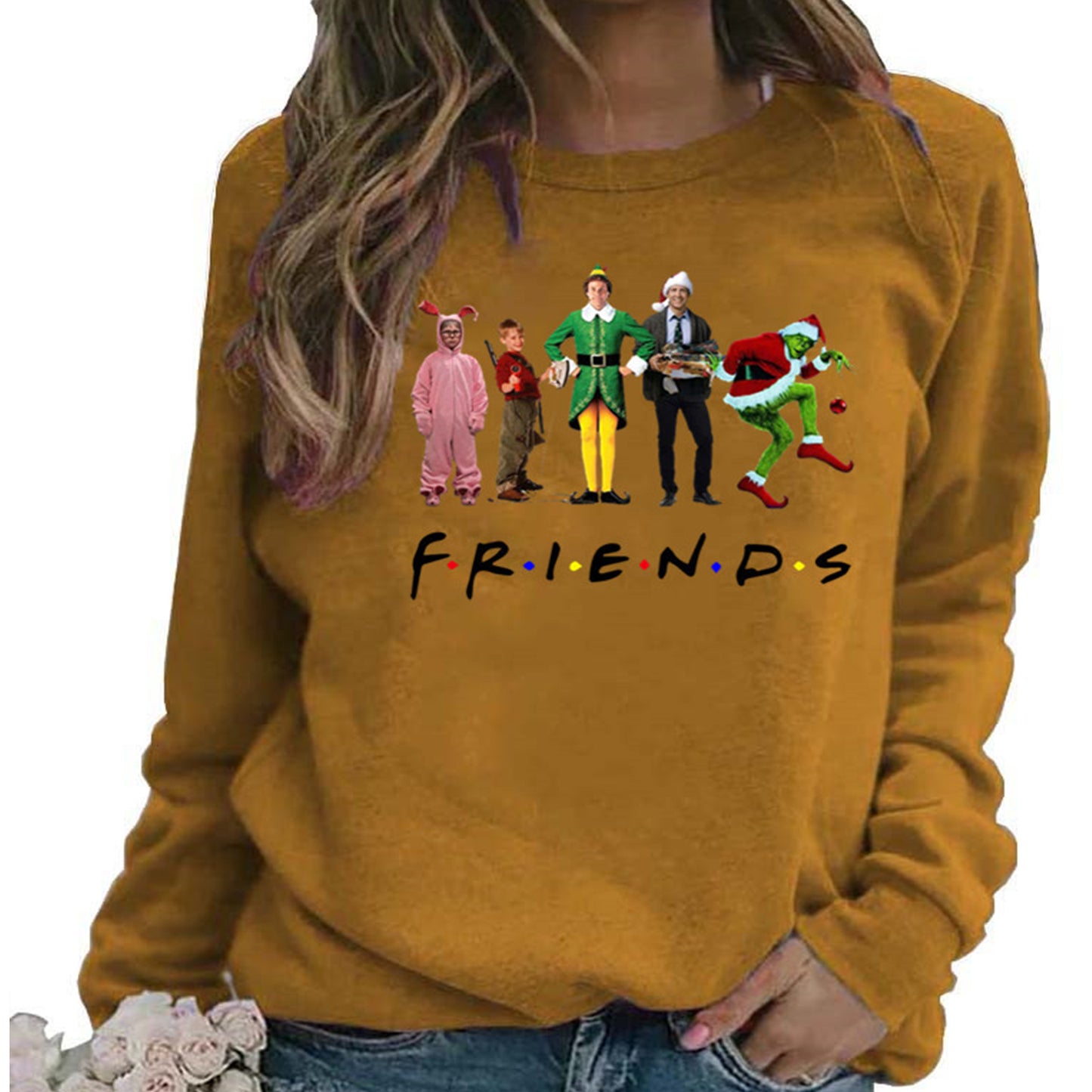 Women's Christmas Movie Characters Friends Inspired Print Jumper