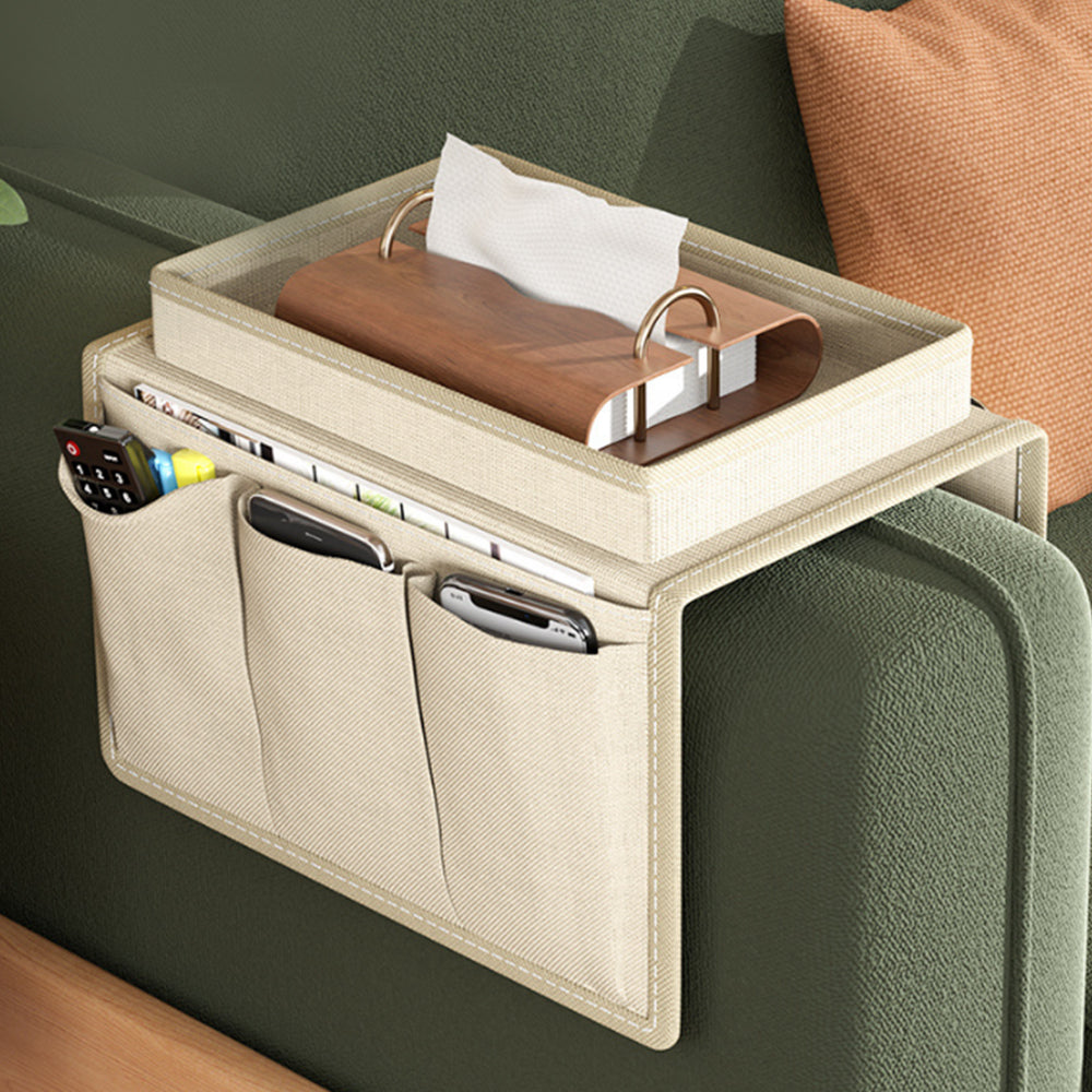 2Pcs Sofa Armrest Storage Bag With 5 Pockets