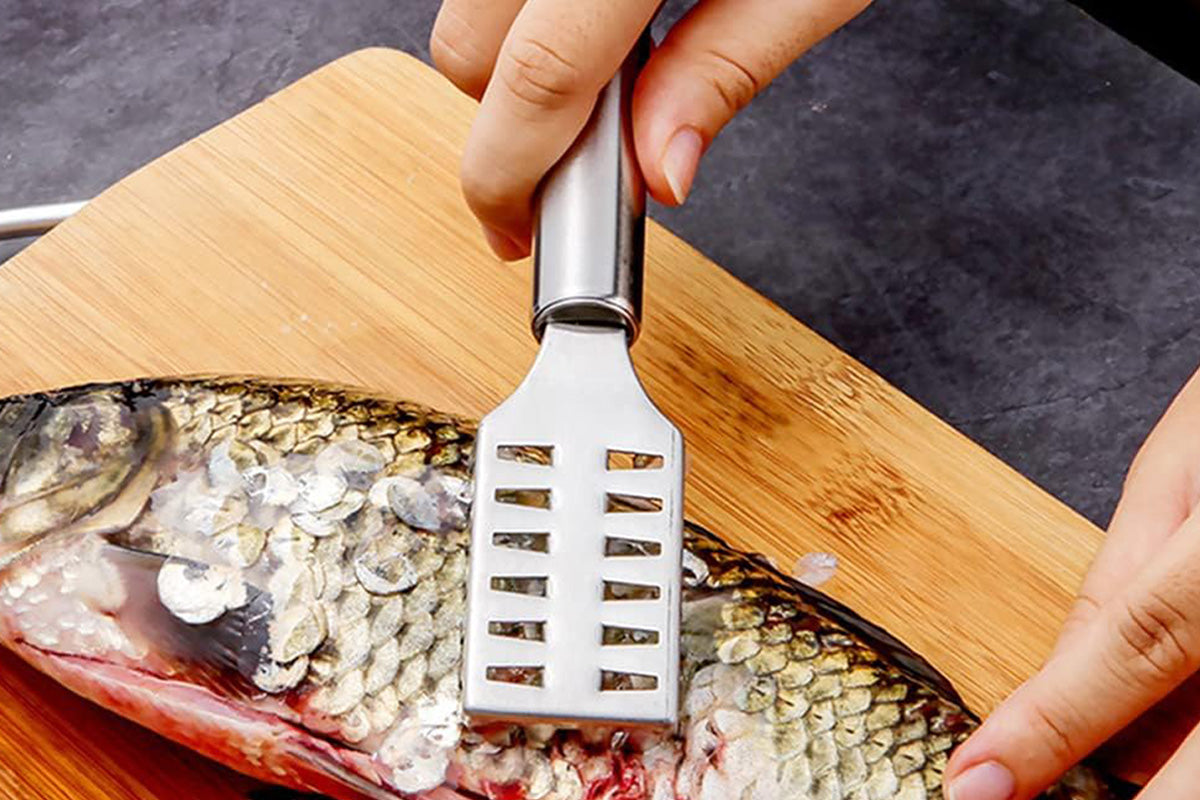 2Pcs Stainless Steel Fish Scaler Brush Scale Scraper Skin Remover Kitchen Seafood Clean Tool