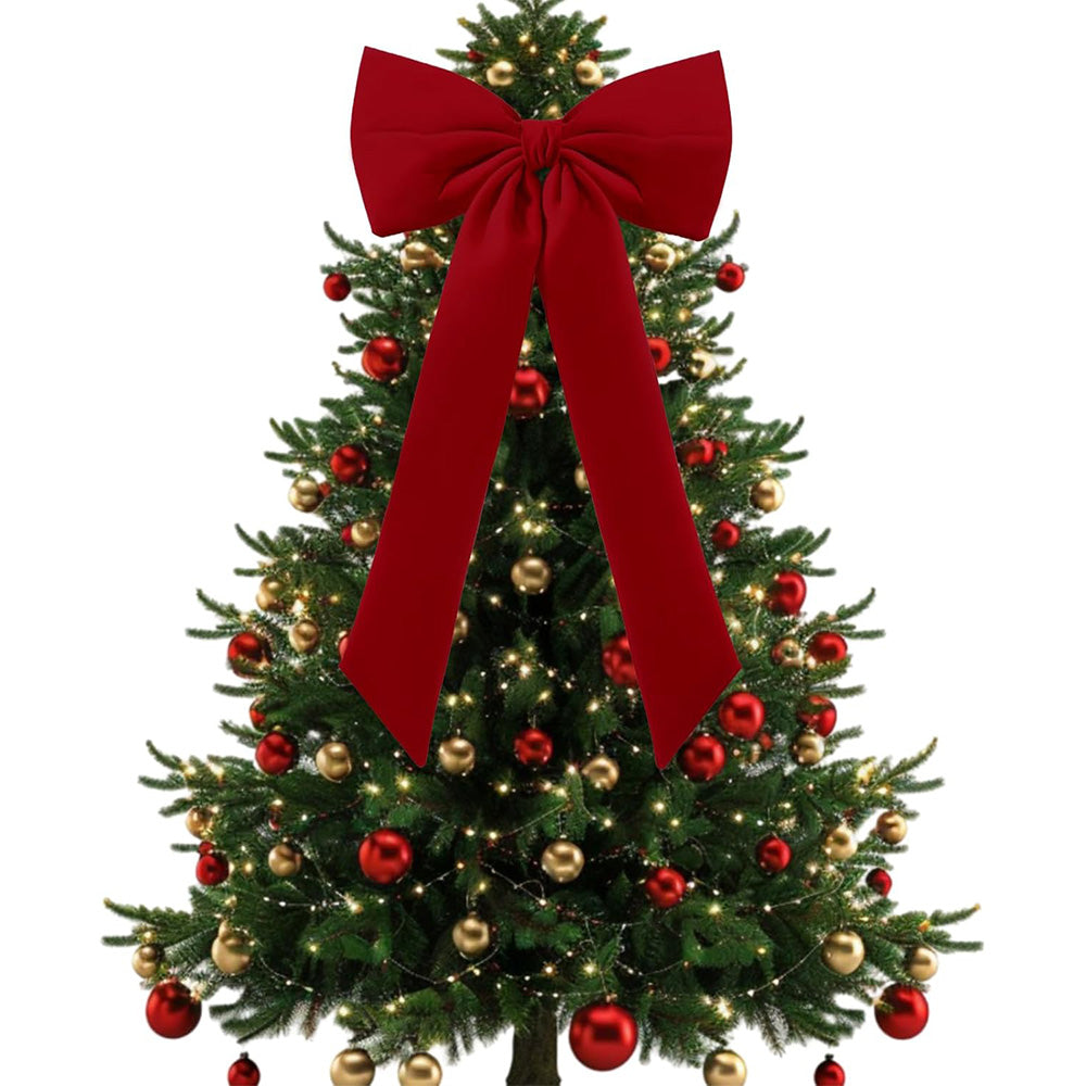 Large Christmas Bow Decoration Velvet Hanging Ornament for Tree Wall Door Holiday Decor