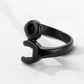 Stainless Steel Wrench Shaped Industrial Punk Ring for Men and Women-Black