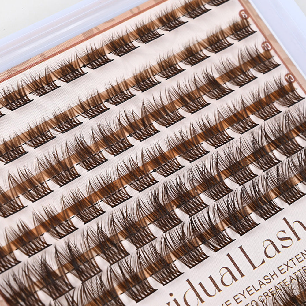 Dark Brown Natural Cluster Lashes DIY Fluffy Individual Reusable for Light Hair